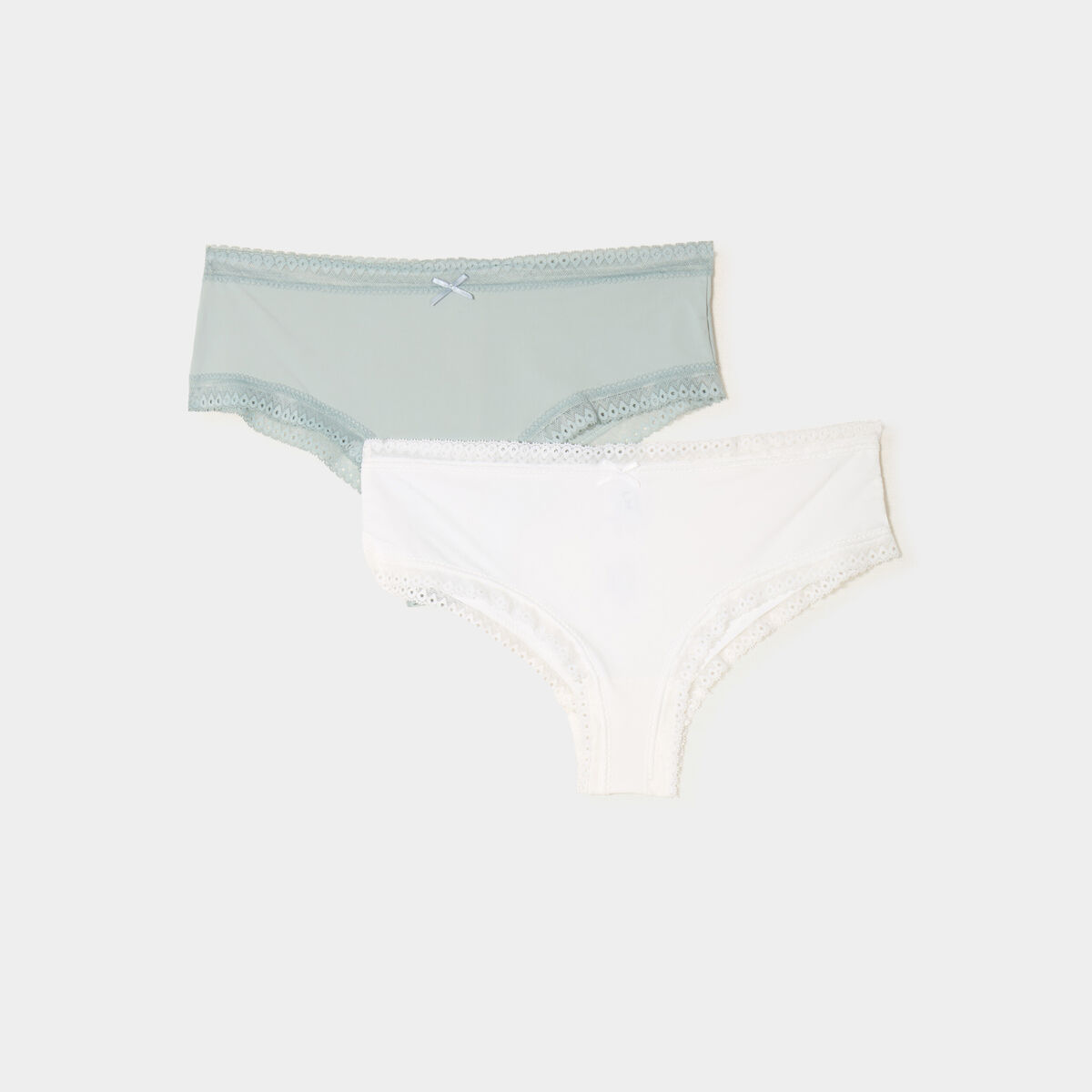 Lot 2 shortys bandes dentelle vert clair femme