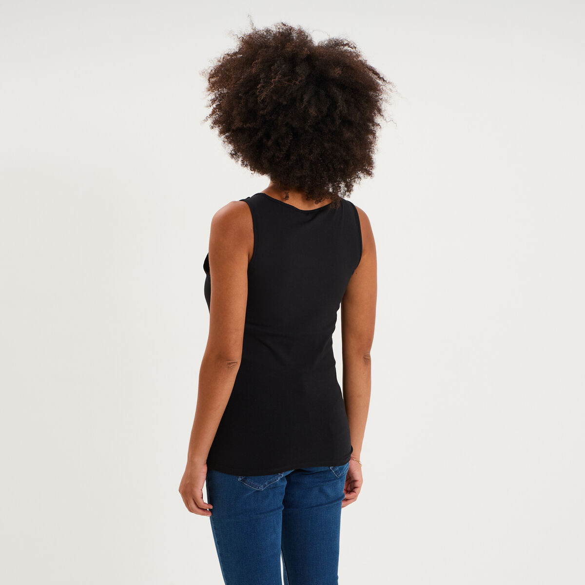 D&eacute;bardeur allaitement col rond stretch noir femme maternit&eacute;