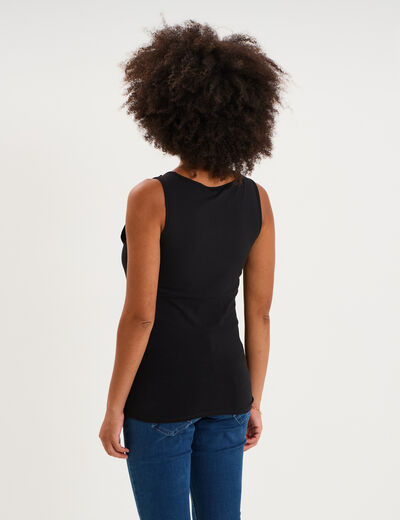 D&eacute;bardeur allaitement col rond stretch noir femme maternit&eacute;