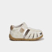 Sandales en cuir fermeture &agrave; scratchs blanc b&eacute;b&eacute; fille