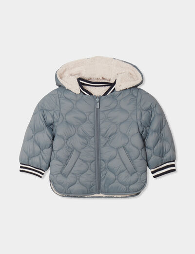 Blouson réversible à capuche amovible vert canard bébé garçon