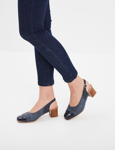 Escarpins pied large Confortissimo bleu marine femme
