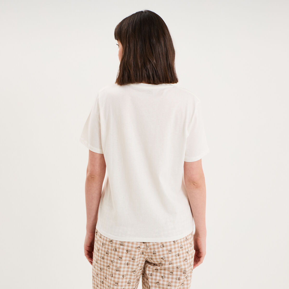 T-shirt col rond manches courtes coton blanc femme