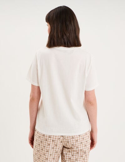 T-shirt col rond manches courtes coton blanc femme