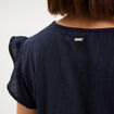 Blouse manches volants col en V coton bleu fonc&eacute; femme