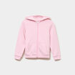 Sweat zipp&eacute; &agrave; capuche droit molleton rose clair fille