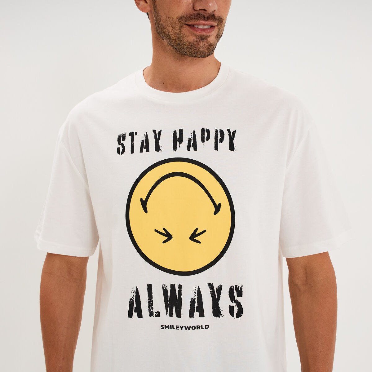 T-shirt regular col rond manches courtes blanc homme