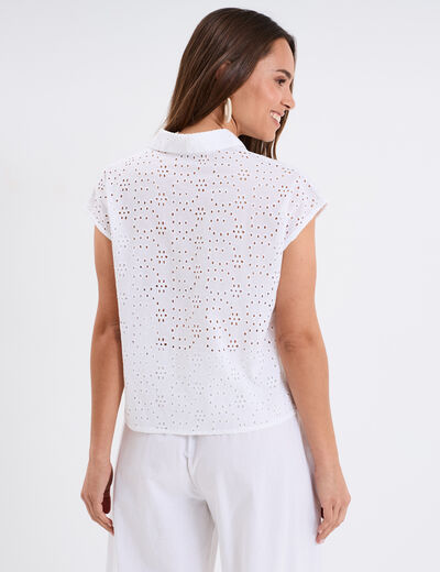 Chemise broderie anglaise sans manches blanc femme