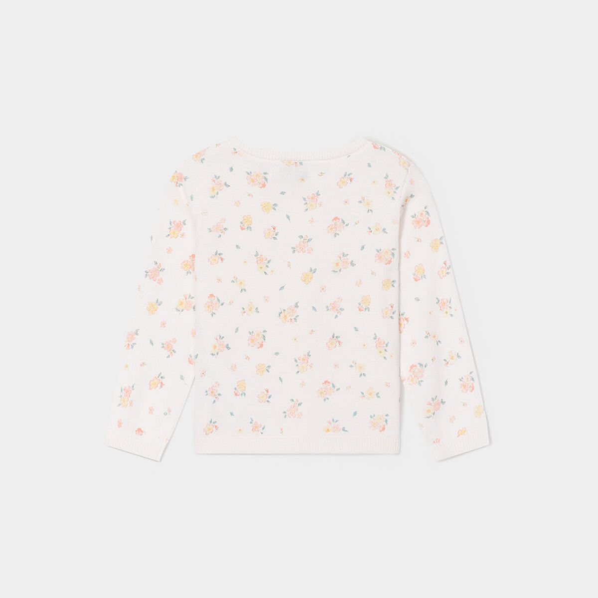 Gilet boutonné à col rond coton ecru bébé fille