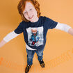 T-shirt col rond manches courtes coton bleu marine gar&ccedil;on