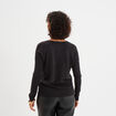 Pull col en V manches longues noir femme