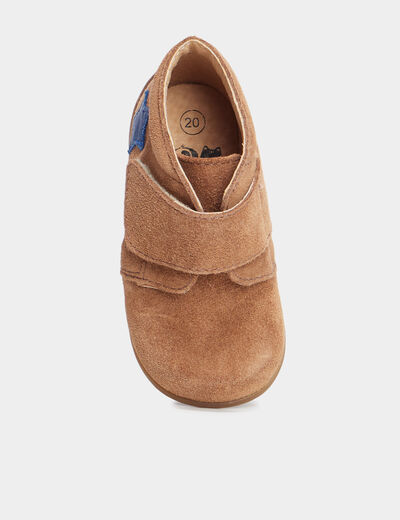 Bottillons à scratchs en cuir camel bébé garçon