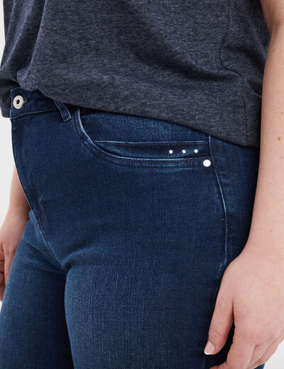 Jeans skinny 7/8ème à strass denim stone femme grande taille