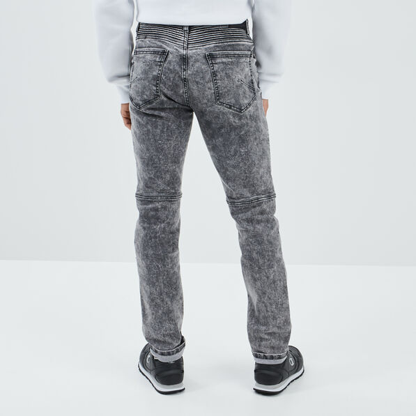 Jeans straight détails biker noir homme