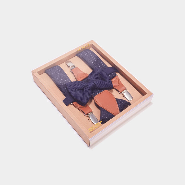 coffret noeud papillon et bretelles bleu marine homme Coffret noeud papillon et bretelles bleu marine homme