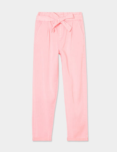 Pantalon slouchy ceinturé élastiqué rose pastel fille