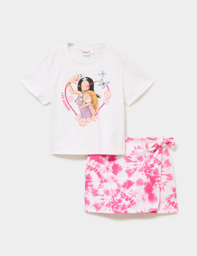 Ensemble t-shirt jupe-short Les Sisters multicolore fille