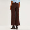 Pantalon wide leg cropped &agrave; boutons marron fonc&eacute; femme