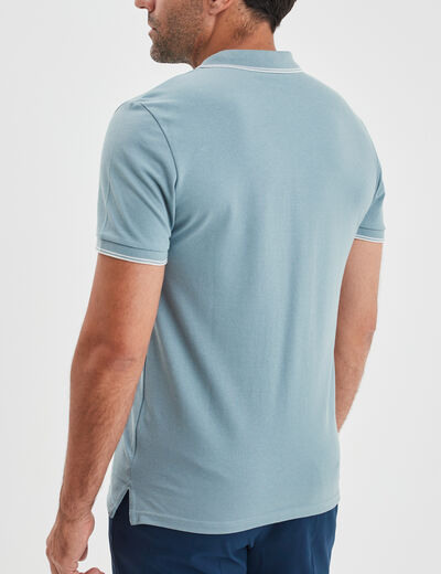 Polo manches courtes bords contrastés gris homme
