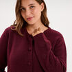 Gilet ajust&eacute; col rond manches longues violet fonc&eacute; femme grande taille