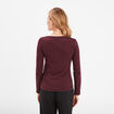 T-shirt coton col rond manches longues prune femme