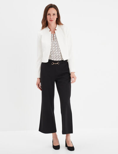 Blouse encolure américaine ecru femme