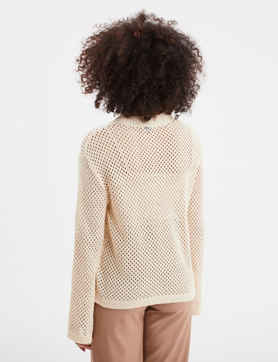 Pull ajouré manches pagodes Liberto ecru femme