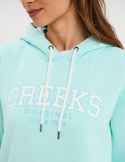 Sweat &agrave; capuche hoodie bleu turquoise femme