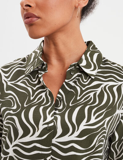 Chemise manches longues vert kaki femme