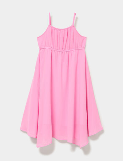 Robe longue fluide &agrave; bretelles rose fille