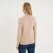 Pull col roul&eacute; avec boutons poignets beige femme