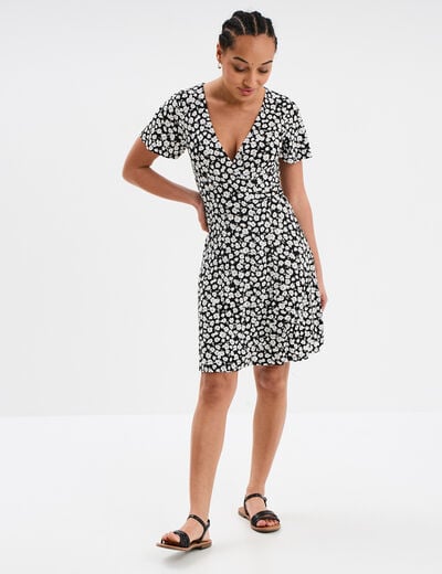 Robe patineuse manches courtes noir femme