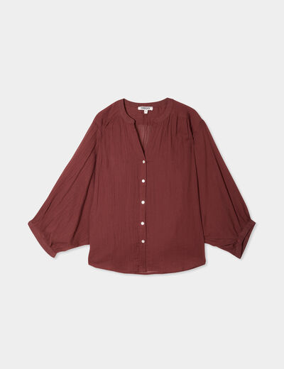 Blouse oversize manches chauves-souris marron femme