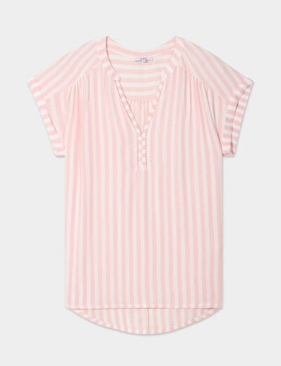 Blouse crépon manches courtes orange corail femme