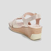 Sandales compensées en cuir pied large sable femme