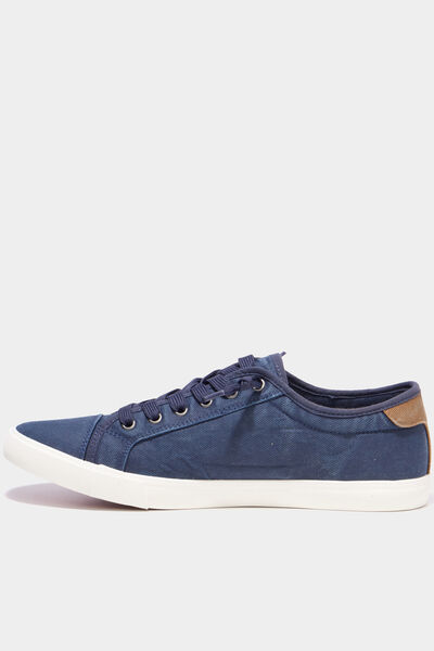 Baskets basses en toile effet denim bleu marine homme