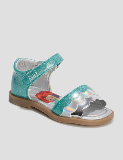 Sandales à scratchs La Petite Sirène bleu turquoise fille