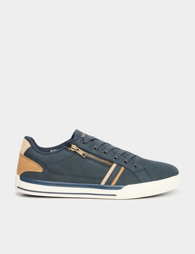 Tennis basses à lacets bleu homme