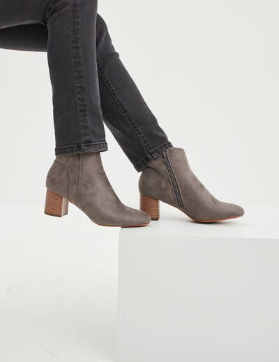 Bottines suédines à talons gris femme