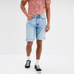 Bermuda short droit en jean denim bleach homme