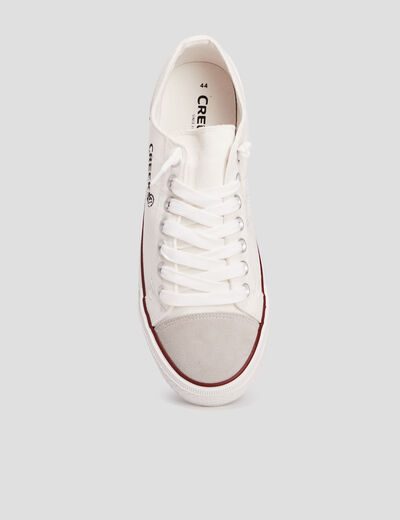 Tennis basses en toile à lacets blanc homme