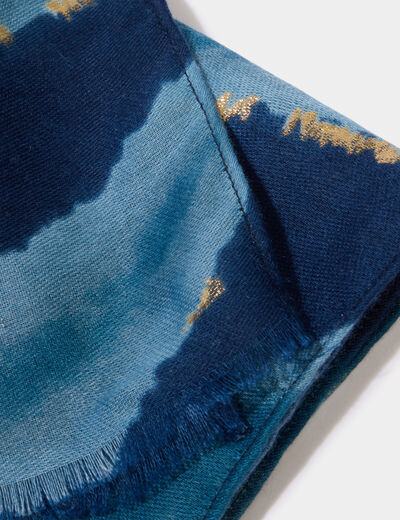 Foulard &agrave; franges courtes bleu femme