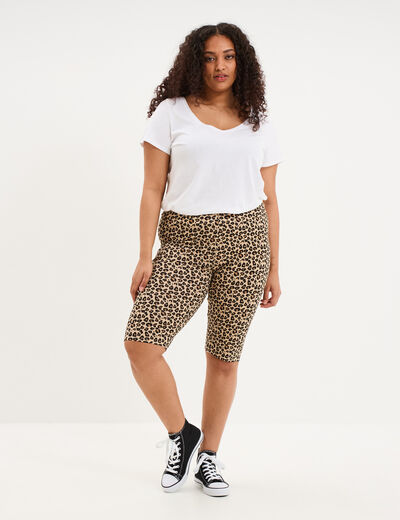 Short legging cycliste coton sable femme grande taille