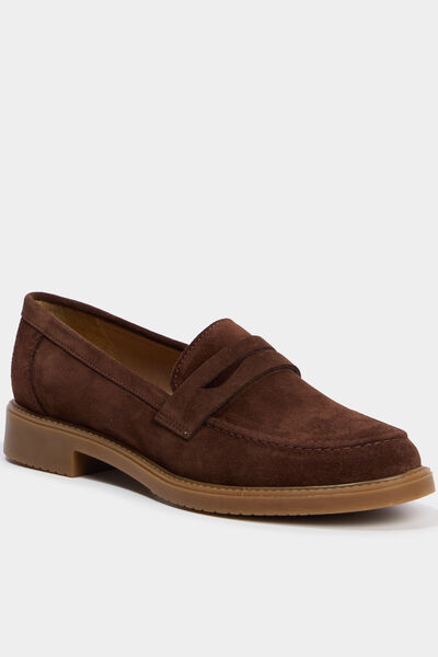 Mocassins en cuir marron femme