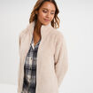 Veste effet polaire col montant gris clair femme