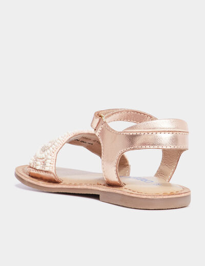 Sandales avec perles en cuir Creeks rose fille