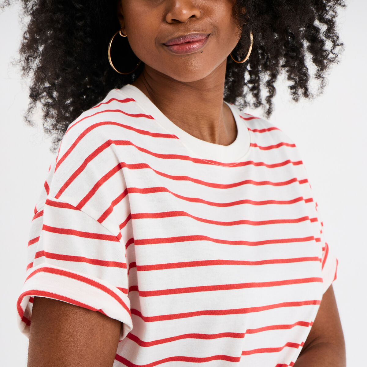 Robe t-shirt manches courtes coton ecru femme