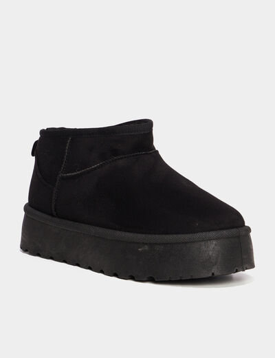 Bottines compens&eacute;es fourr&eacute;es Creeks noir femme