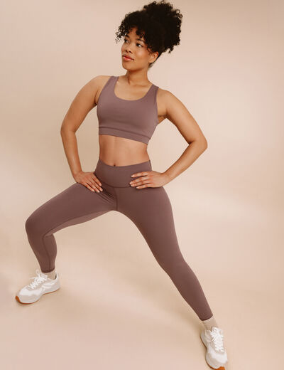 Legging de sport gainant taille haute mauve femme