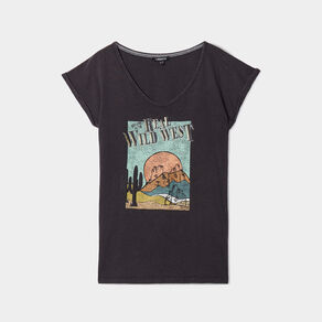 T-shirt oversize col en V Liberto noir femme